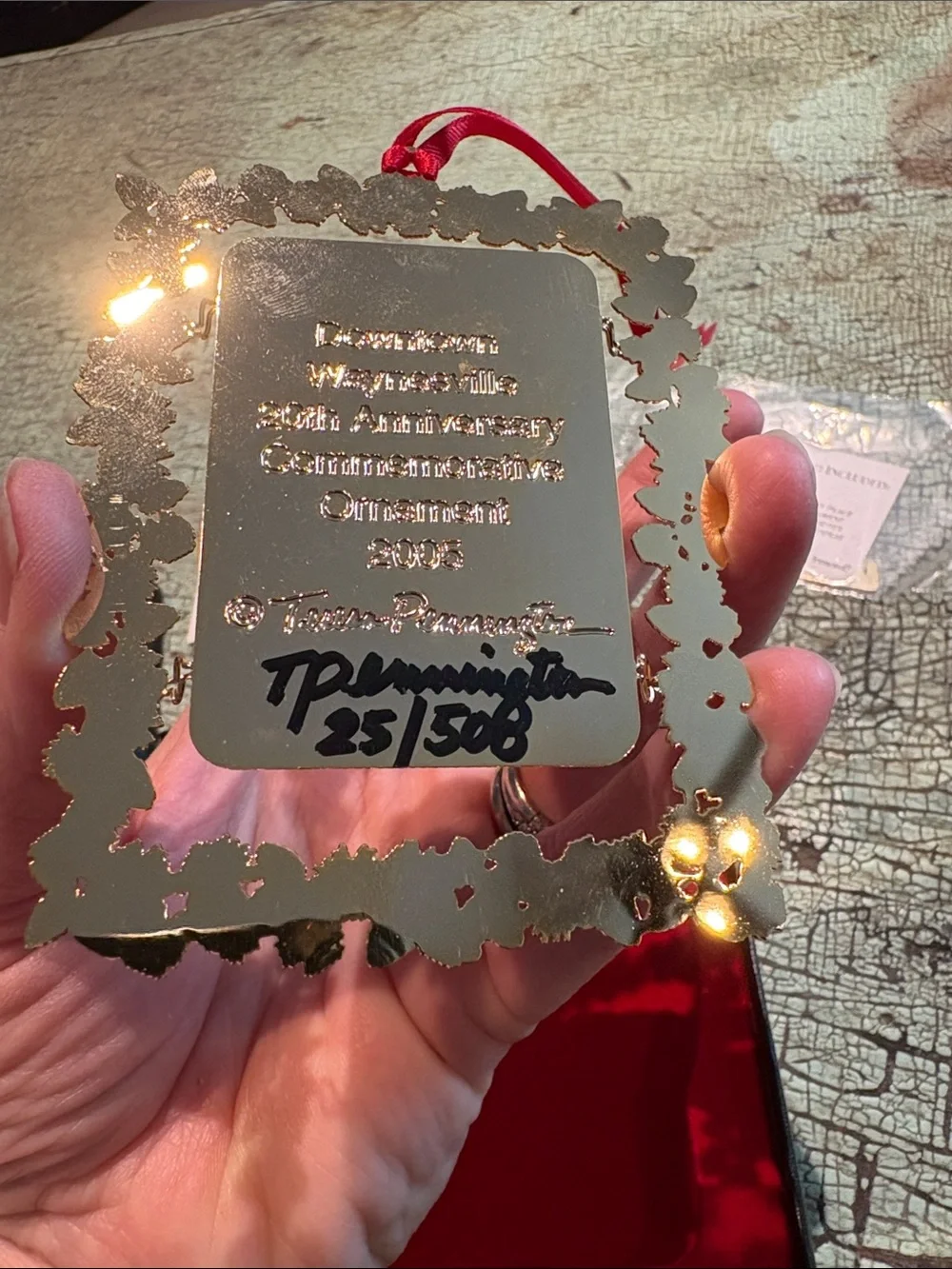 Teresa Pennington 2005 Waynesville NC Christmas Ornament LE #25/500 Brass